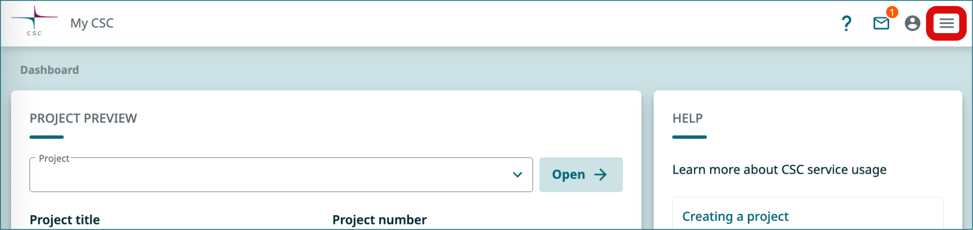 MyCSC navigation.