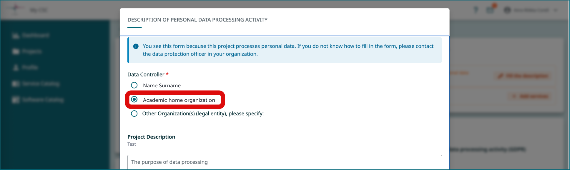 Description of Processing Activity