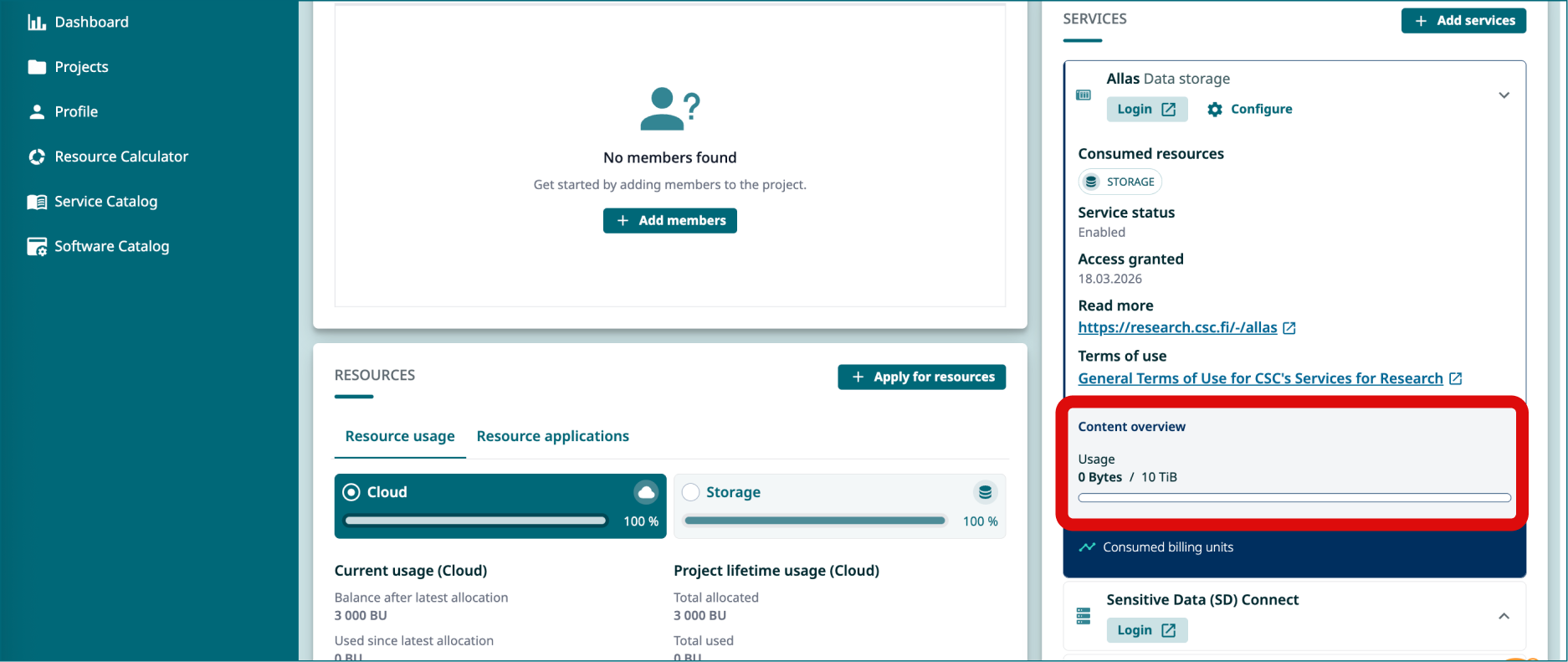 Storage Quota in MyCSC