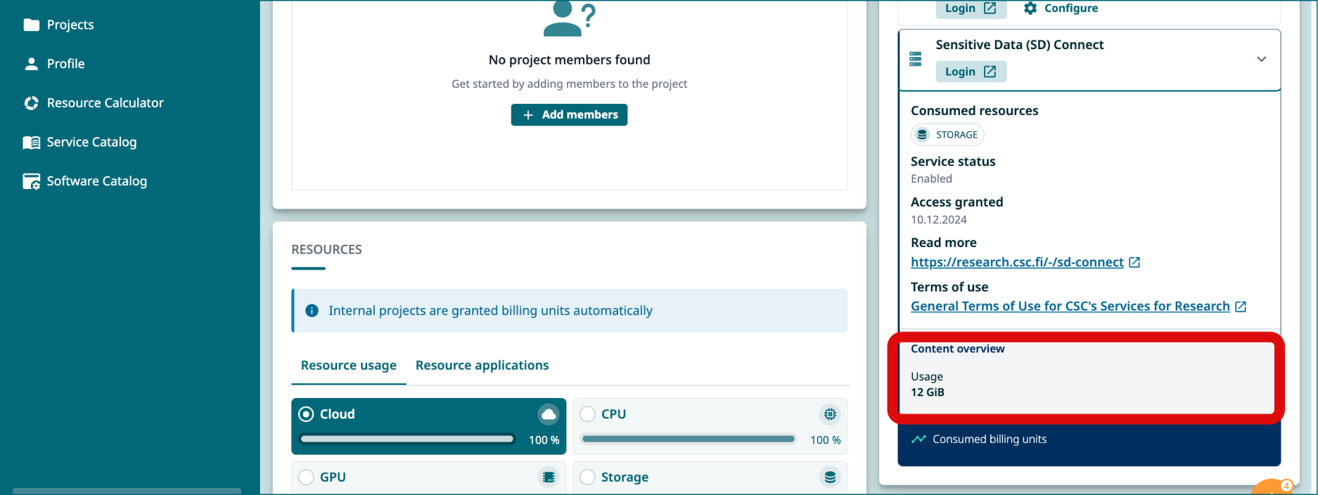 Storage Quota used in MyCSC