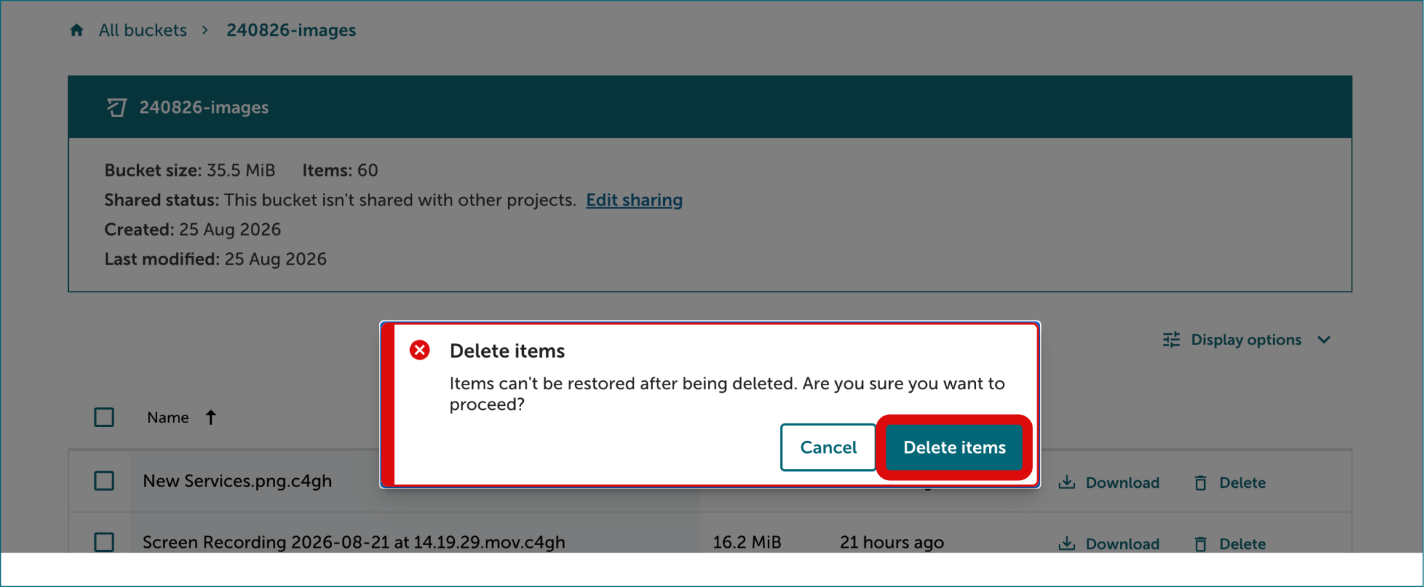 SD Connect Confirm delete