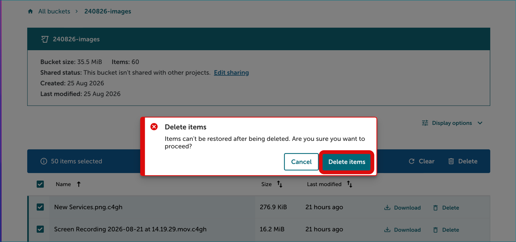 SD Connect Confirm delete