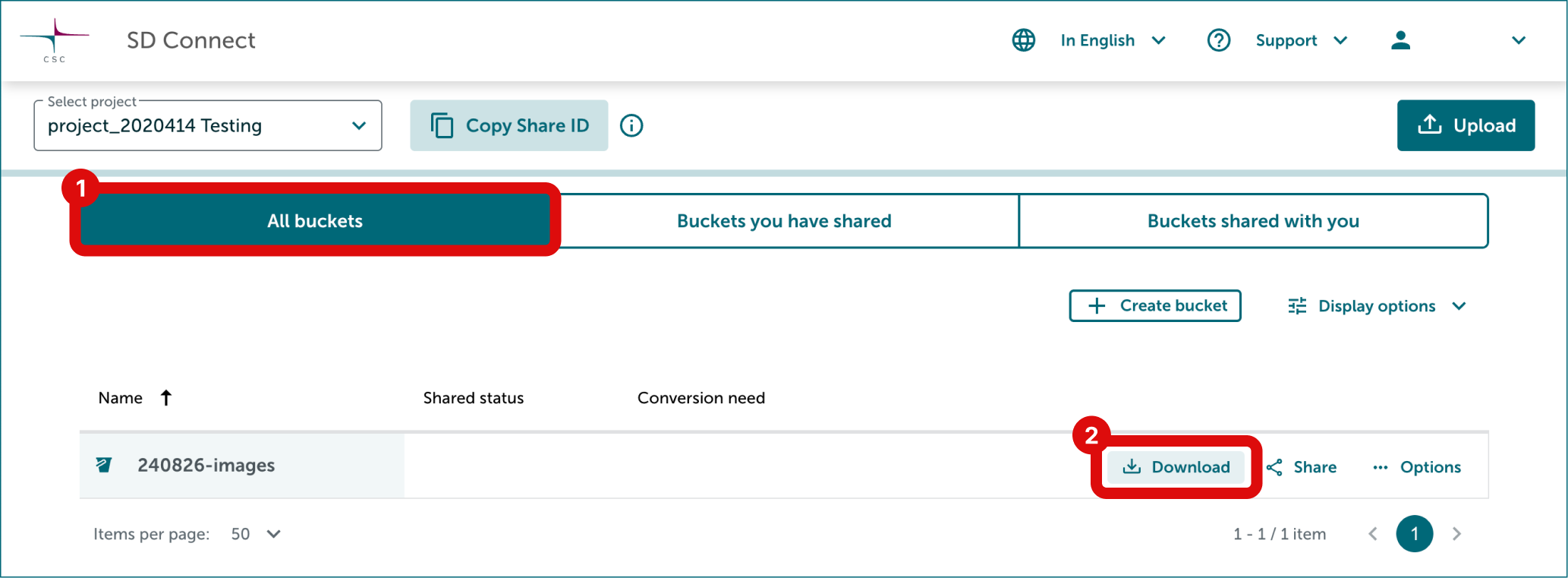 SD Connect Download bucket