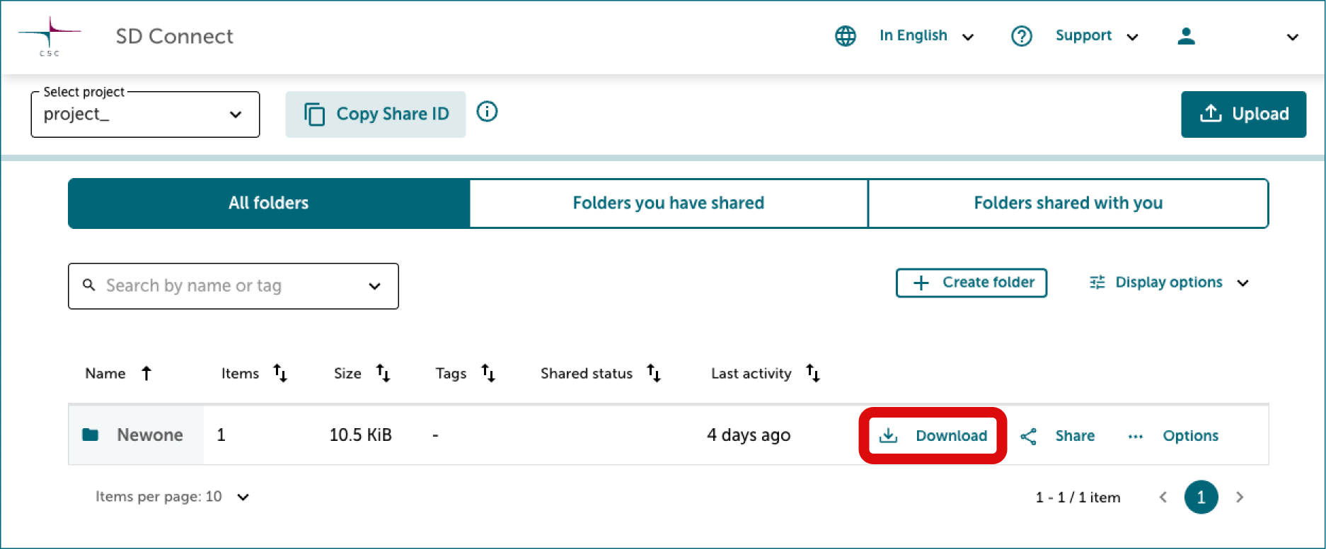 SD Connect Download folder