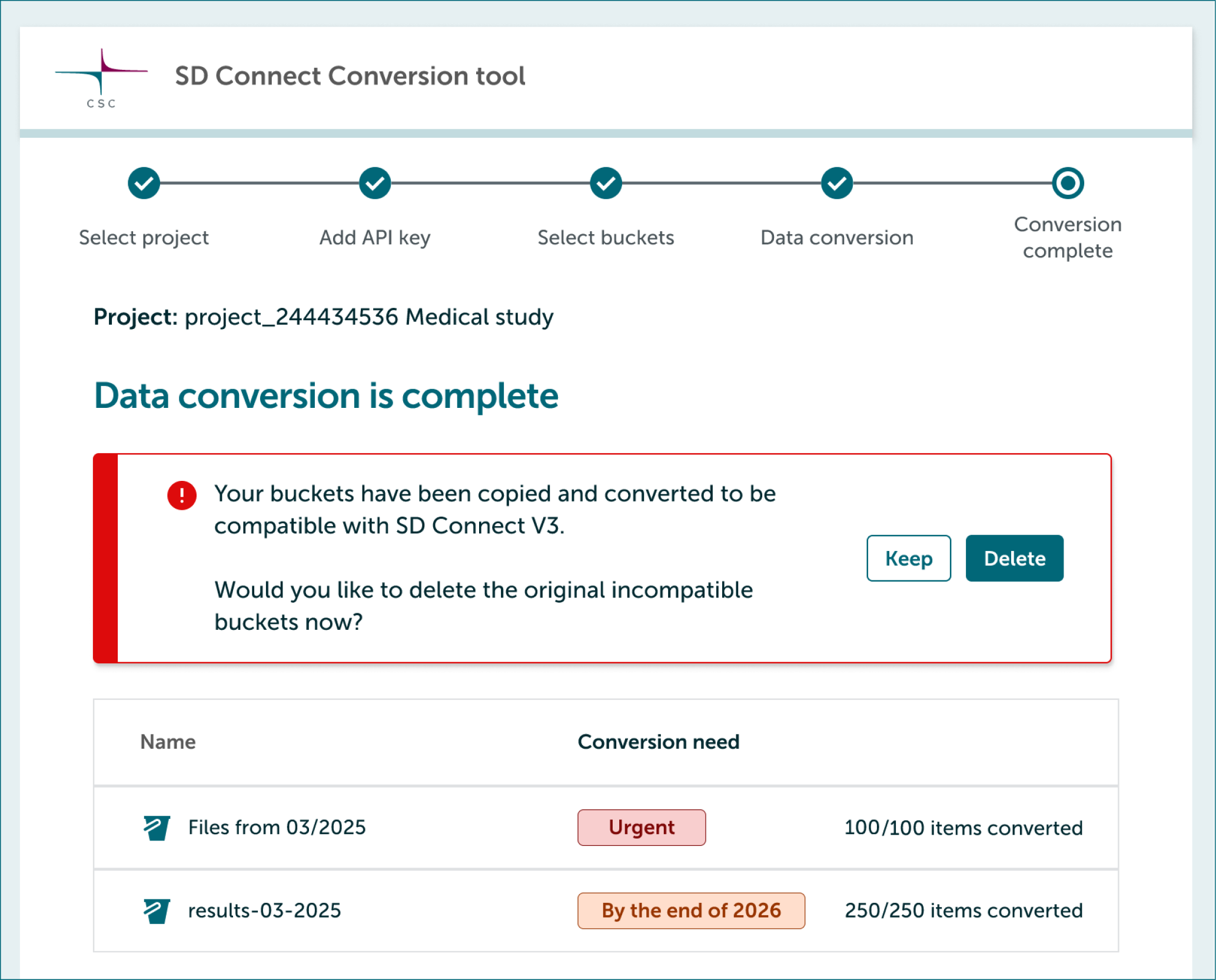Deleting incombatible buckets