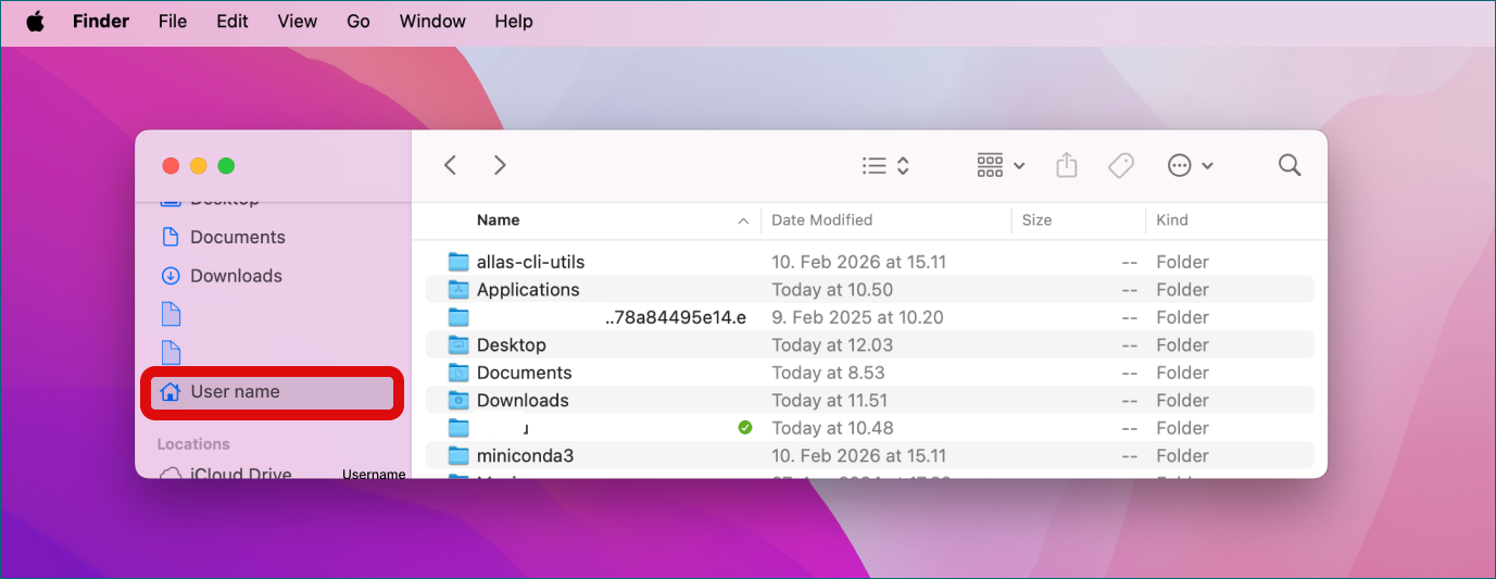 Find Home folder