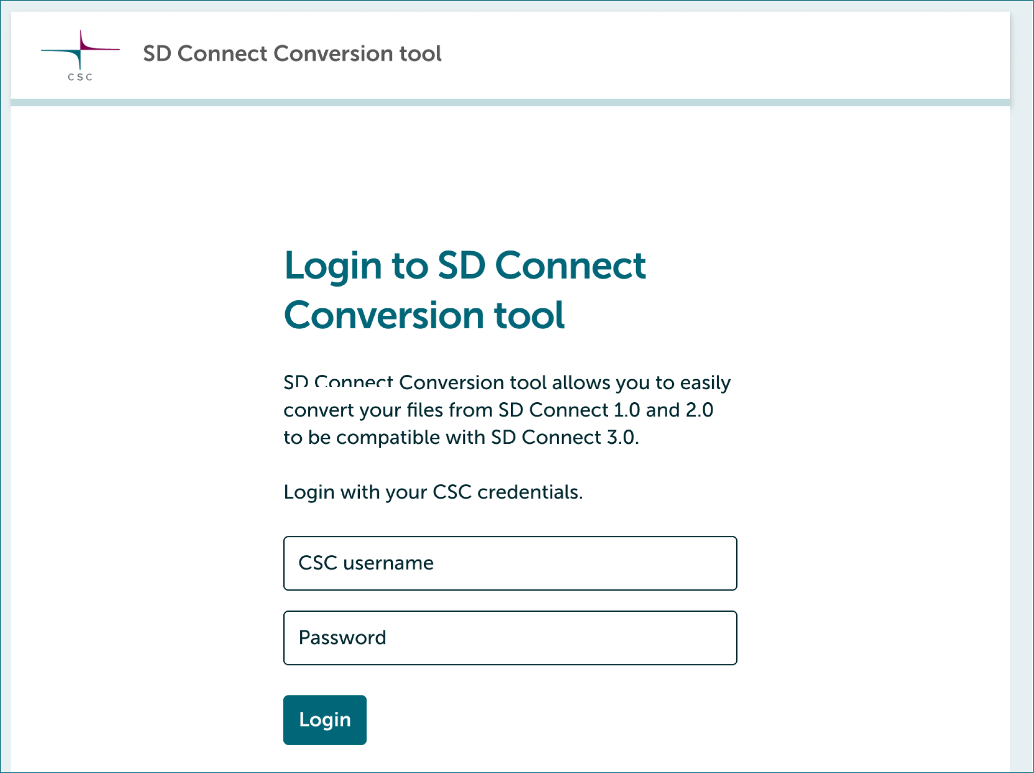 Login to Conversion tool