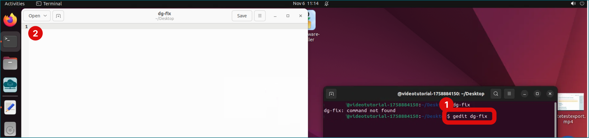 Open Gedit text editor