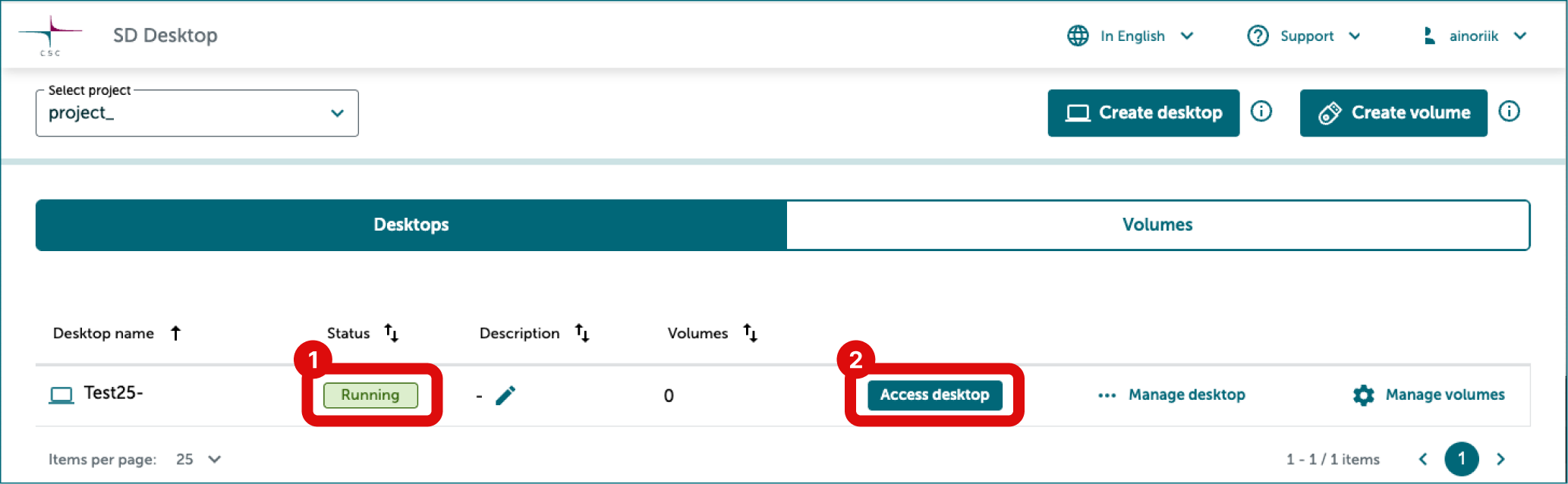 Access desktop.
