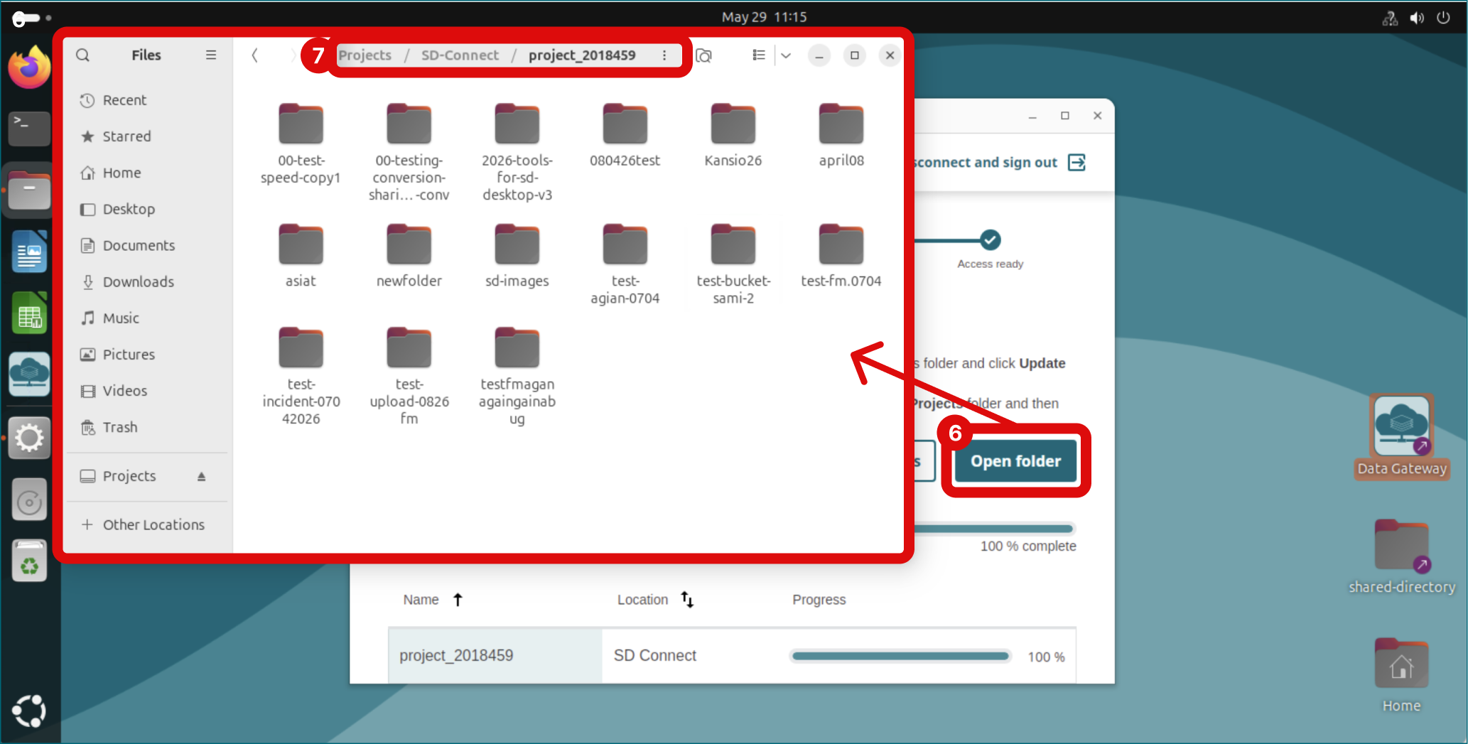 Open folder