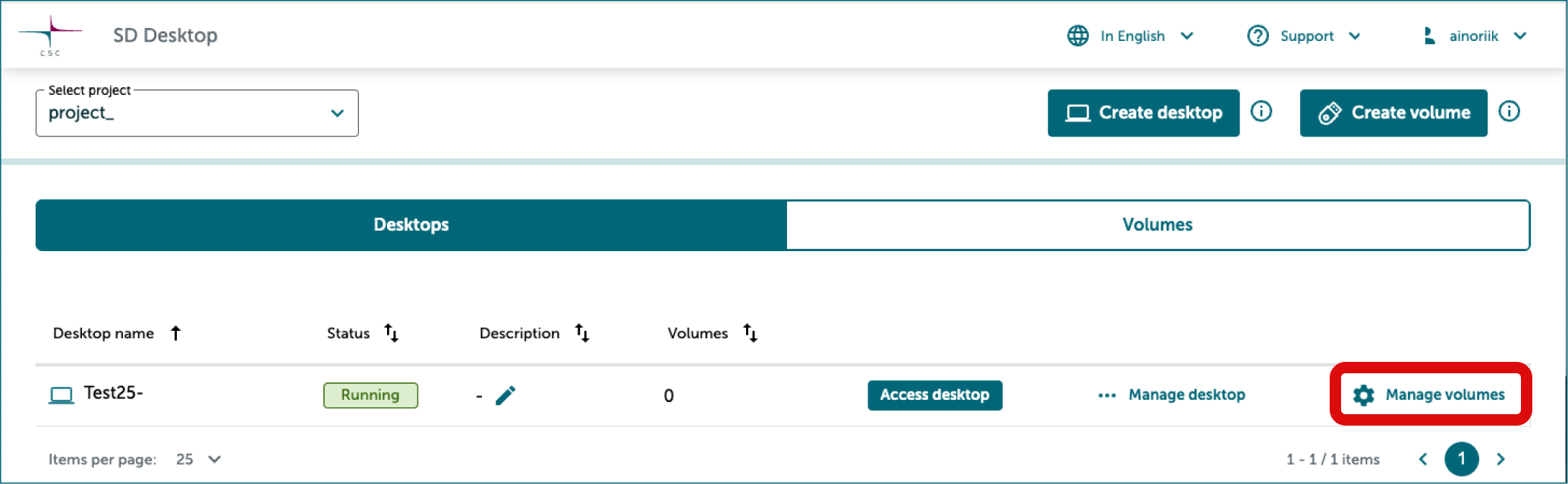 Manage volumes.